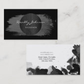 Carte De Visite Cool élégant d'abrégé sur noir moderne aquarelle (Devant / Derrière)