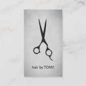 Carte De Visite Cool Elegant Grey Black Scissors Hairstylist (Devant)