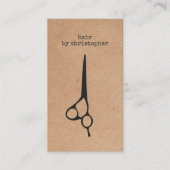 Carte De Visite Cool Elegant Kraft Papier Ciseau noir coiffeur (Devant)