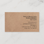 Carte De Visite Cool Elegant Kraft Papier Ciseau noir coiffeur (Dos)