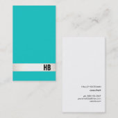 Carte De Visite Cool élégant Monogramme professionnel Turquoise Bl (Devant / Derrière)