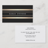 Carte De Visite Cool élégant Noir et or rayé moderne (Devant / Derrière)