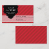 CARTE DE VISITE cool en gras capture rouge rayure  (Devant / Derrière)