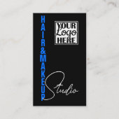 Carte De Visite Cool Esthétique moderne Logo Modèle photo bleu (Devant)