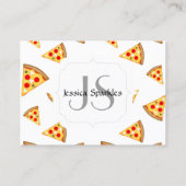 Carte De Visite Cool et fun pizza tranches motif Monogram blanc (Dos)