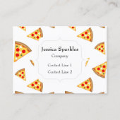 Carte De Visite Cool et fun pizza tranches motif Monogram blanc (Devant)
