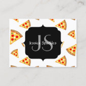 Carte De Visite Cool et fun pizza tranches motif Monogram blanc (Dos)