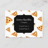 Carte De Visite Cool et fun pizza tranches motif Monogram blanc (Devant)