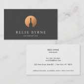 Carte De Visite Cool Faux Cuivre Bouteille Logo Sommelier Gris (Devant / Derrière)