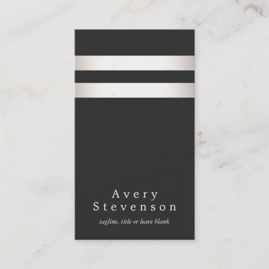 Carte De Visite Cool Faux Silver Foil et Black Stried Moderne (Devant)