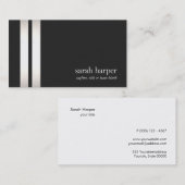 Carte De Visite Cool Faux Silver Foil et Black Striped Modern 2 (Devant / Derrière)