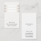 Carte De Visite Cool Faux Silver Foil et blanc rayé moderne (Devant / Derrière)