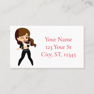 Carte De Visite Cool fille chante Karaoke Thunder_Cove