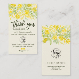 Carte De Visite cool floral vert jaune commande merci