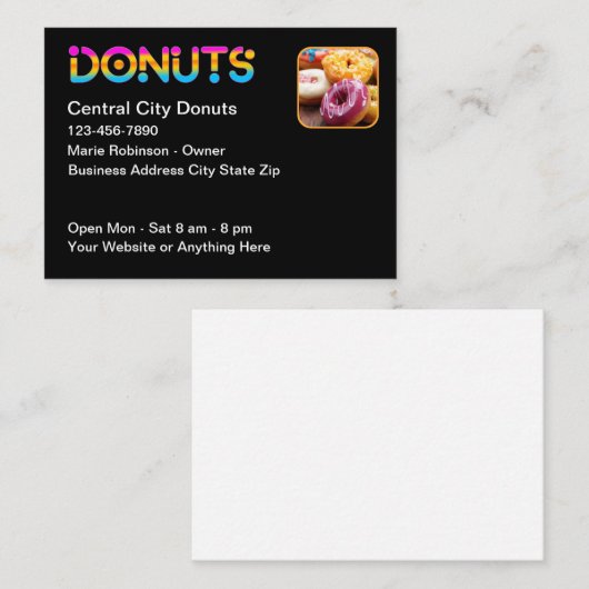 Carte De Visite Cool Fun Donut Theme Doughnut Shop (Devant / Derrière)