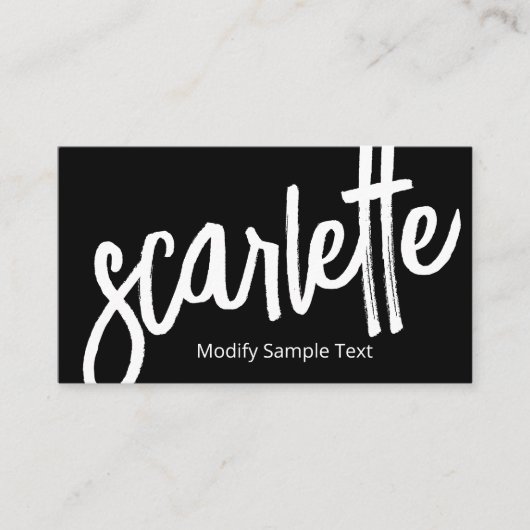 Carte De Visite Cool Gras manuscrit Brush Script Noir (Devant)