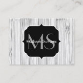 Carte De Visite Cool gris imprimé bois de bambou Monogramme (Devant)