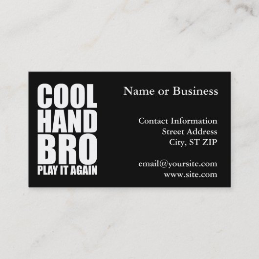 CARTE DE VISITE COOL HAND BRO JOUEZ LE ENCORE (Devant)