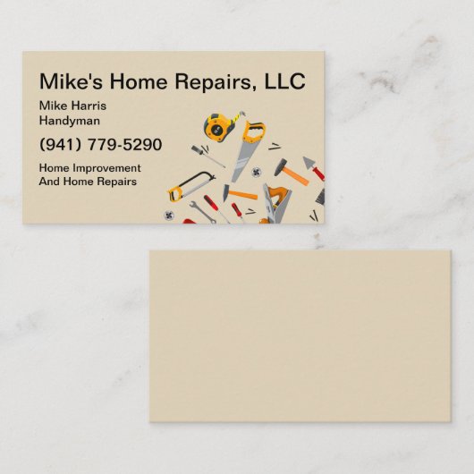 Carte De Visite Cool Handyman Services Outils Conception (Devant / Derrière)
