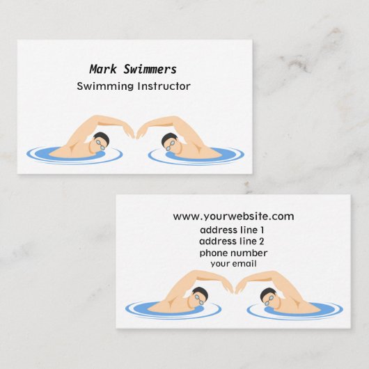 Carte De Visite Cool instructeur de natation (Devant / Derrière)