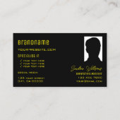 Carte De Visite Cool jaune avec Monogramme et photo (Dos)