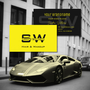 Carte De Visite Cool jaune et noir avec Monogramme