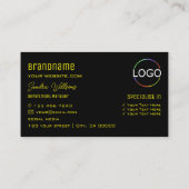 Carte De Visite Cool Jaune Noir avec Monogramme et Logo (Dos)