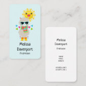 Carte De Visite Cool Llama et souriant Kawaii Sun (Devant / Derrière)