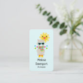 Carte De Visite Cool Llama et souriant Kawaii Sun (Debout devant)
