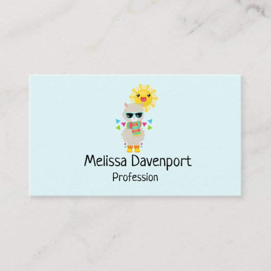 Carte De Visite Cool Llama et souriant Kawaii Sun (Devant)