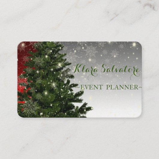 Carte De Visite Cool magnifique arbre vert de Noël SNowflake (Devant)