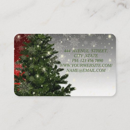 Carte De Visite Cool magnifique arbre vert de Noël SNowflake (Dos)
