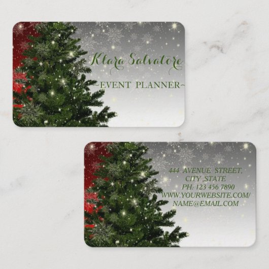 Carte De Visite Cool magnifique arbre vert de Noël SNowflake (Devant / Derrière)