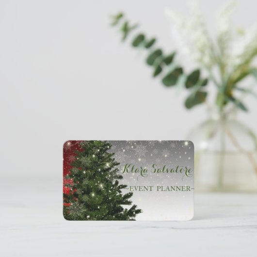 Carte De Visite Cool magnifique arbre vert de Noël SNowflake (Debout devant)