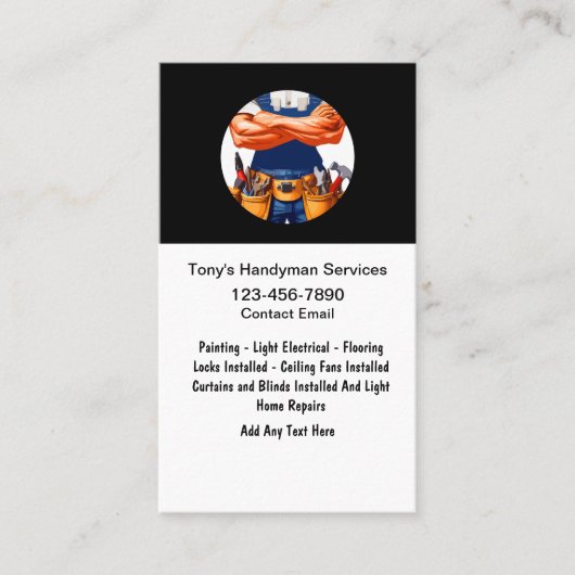 Carte De Visite Cool Masculine Handyman Services (Devant)