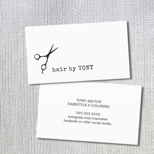 Carte De Visite Cool Minimal Ciseaux Noir Blanc Liste de cheveux