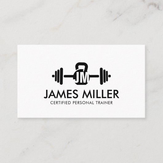 Carte De Visite Cool minime formateur de fitness monogramme (Devant)
