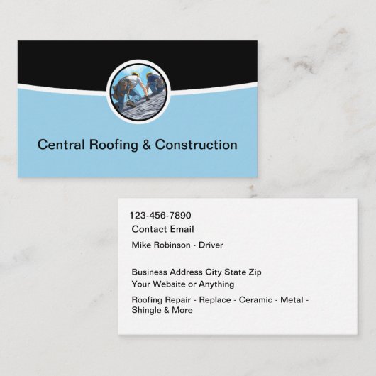 Carte De Visite Cool Modern Roofing & Construction (Devant / Derrière)