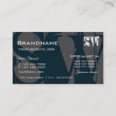 Carte De Visite Cool moderne bleu foncé blanc et gris avec initial (Dos)