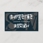 Carte De Visite Cool moderne bleu foncé blanc et gris avec initial (Devant)