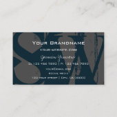 Carte De Visite Cool moderne bleu foncé blanc et gris avec Monogra (Dos)