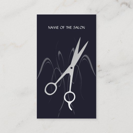 Carte De Visite Cool moderne bleu foncé ciseaux ciseaux cheveux St (Dos)
