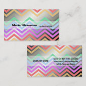 Carte De Visite Cool, moderne chevron arc-en-ciel affaires profess (Devant / Derrière)