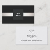 Carte De Visite Cool Moderne Designer Argent rayé Noir (Devant / Derrière)