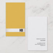 Carte De Visite Cool Moderne Designer Monogramme Mustard Jaune (Devant / Derrière)
