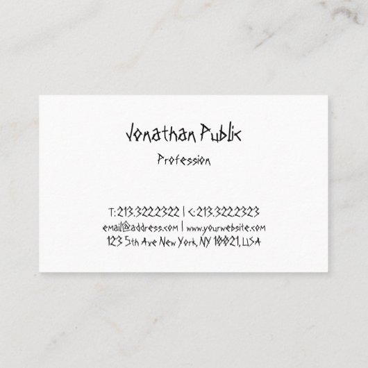 Carte De Visite Cool moderne écriture manuscrite Script simple Mod (Dos)