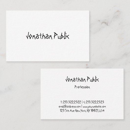 Carte De Visite Cool moderne écriture manuscrite Script simple Mod (Devant / Derrière)