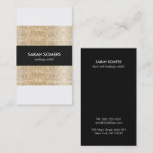 Carte De Visite Cool Moderne Faux Séquins d'or Maquillage Artiste (Devant / Derrière)