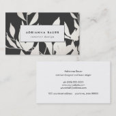 Carte De Visite Cool moderne Feuilles noir et blanc (Devant / Derrière)