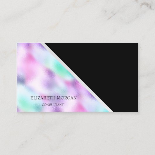 Carte De Visite Cool moderne géométrique, Élégant, Noir, Holograph (Devant)